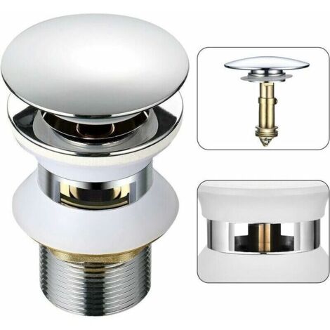 Universel Bonde Lavabo avec Trop-plein Pop-Up Automatique Push Open Click Clack pour Salle de Bain 1-1/4 en Laiton Chromé (1/4)