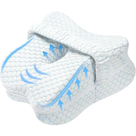 Ainiv Coussin de Jambe, Oreiller de Jambe, Coussin de Genou Ergonomique en Mousse à Mémoire de Forme avec Housse Amovible et Lavable, Coussin Entre Jambes pour Dormir sur Le Côté (Bleu) (1/4)