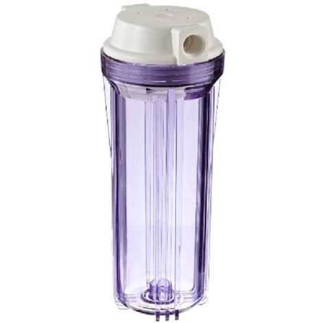 Boîtier transparent avec couvercle plat blanc, adapté aux systèmes d'osmose inverse et de filtration, (1/3)