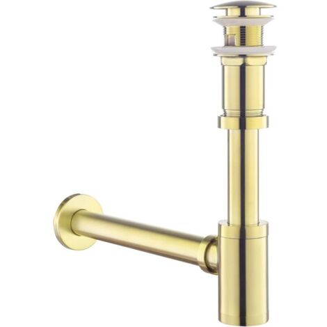 Kit – Siphon avec Bonde avec Trop-plein pour Lavabo Or Brossé, Laiton Universel Design Siphon Anti-Odeur, 1 1/4 Syphon Sifon (1/5)