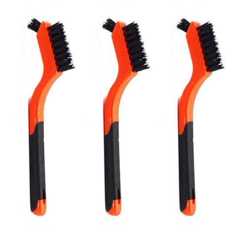 Ensemble de 3 brosses de nettoyage en nylon et petites brosses métalliques pour nettoyer la rouille dans les trous (1/5)