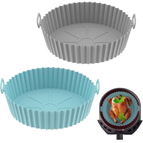 Lot de 2 moules en silicone pour friteuse à air, accessoires pour panier de friteuse à air, pour four à micro-ondes Philips Ninja Foodi Max Cosori Moulinex Tefal