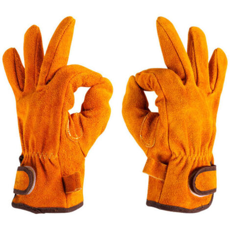 Fournitures de protection de sécurité pour la prévention des catastrophes Gants de protection en cuir de vache pour barbecue et travail en extérieur (1/5)