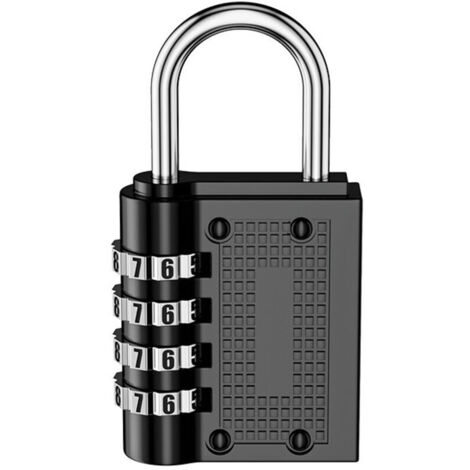 Lot de 2 cadenas à combinaison à 4 chiffres, en alliage d'aluminium, robustes et fiables, pour casiers de sport et d'école, noirs (1/4)