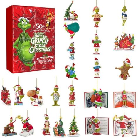 Calendrier de l'Avent avec boîte mystère, compte à rebours de 24 jours pour enfants et adultes, 24 pièces, pendentif en acrylique mignon de dessin animé, décoration d'arbre de Noël (1/5)