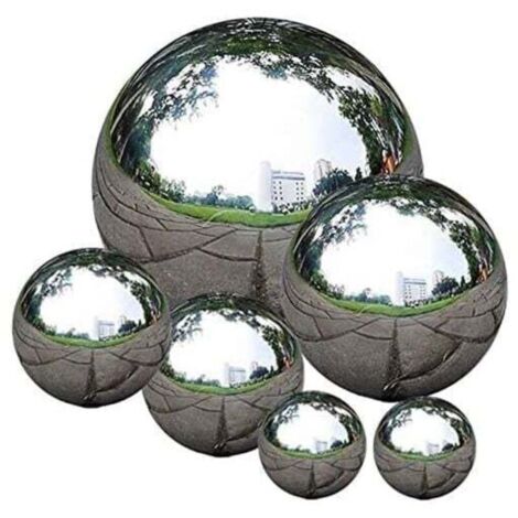 Boule réfléchissante flottante en acier inoxydable poli miroir, 50 à 150 mm, pour décoration de jardin, 6 pièces (1/4)