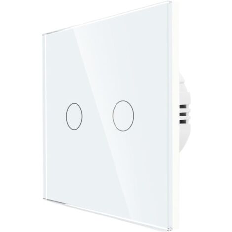 Interrupteur Tactile Interrupteur Tactile 220 V, Panneau en Verre trempé, Alimentation 1/2/3 Voies, interrupteurs tactiles unidirectionnels Interrupteur Mural Tactile(White 2 Gang) (1/4)