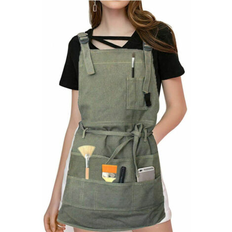 Tablier professionnel en toile avec poches, réglable, adapté aux adultes hommes et femmes. (1/4)