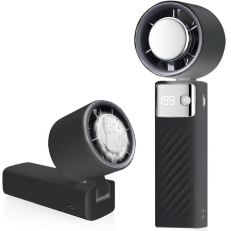 Ventilateur portable, mini ventilateur rechargeable 5000 mAh, petit ventilateur turbo silencieux à vitesse réglable (1 à 199), ventilateur de refroidissement pour camping, sport, voyage (noir) (1/5)