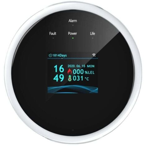 Détecteur de gaz naturel avec alarme WiFi, détecteur de fuite de gaz naturel pour la maison, solénoïde de gaz pour les pièces, détecteur de gaz combustible alimenté par USB sans électricité ou (1/4)
