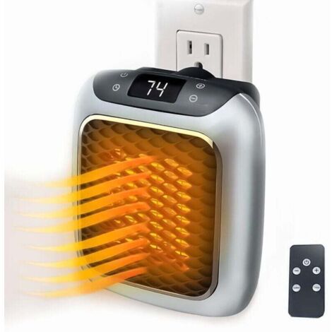 Chauffage soufflant intelligent et céramique 800 W, chauffage électrique avec prise murale, mini radiateur soufflant électrique avec thermostat distance pour chambre, bureau, salon (1/5)