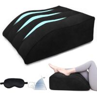 Coussin Jambes Surélevé Gonflage - Coussin Jambe Dormir avec Masque de Sommeil, Soussin Sciatique pour Dormir, Coussins Relève-Jambes pour Améliore Circulation Sanguine (Noir)