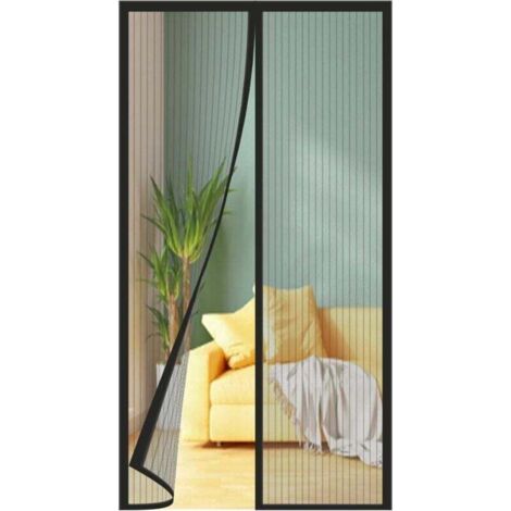 Moustiquaire Porte Fenetre Magnétique 120x210cm, Rideau Anti Moustique Convient à Toutes les Tailles de Portes de Balcon, de Portes de Salon, de Portes Extérieures, de Portes Coulissantes, etc. Noir (1/4)