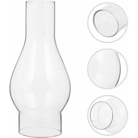 Abat-jour en Verre Transparent - Pour Lampe à Huile - Cheminée en Verre de Lampe à Pétrole - Abat-jour pour Lampe Kérosène - Accessoires Remplaçables - Size : Small (1/4)
