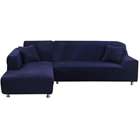 Housse de canapé extensible simple bleu marine (90-140 cm) coussin de canapé extensible à couverture complète (1/4)