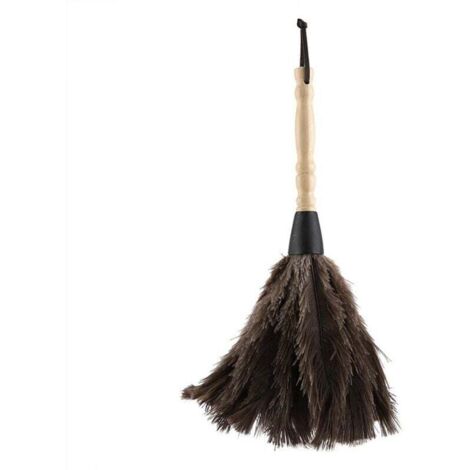 13.4inch plumeau en Plumes d'autruche avec Manche en Bois, Outils de Nettoyage lavables pour Livres, Clavier, Bureau, Maison (1/4)