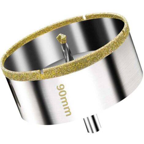 Scie Cloche Diamantée 90 mm avec Foret Guidage de Centrage, Scie Cloche Carrelage avec revêtement diamant, Foret trépan Diamant pour verre, carrelage, céramique, marbre, granit (1/4)