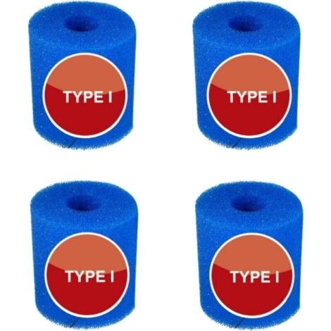 4pcs Cartouche filtrante réutilisable en mousse bleue pour piscine, 8,8 x 7,8 cm, type I,pour l'entretien du système de filtre à sable (I) (1/4)