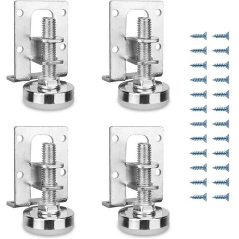Lot de 4 Pieds de Meuble, RGlables en Hauteur, Pieds de Nivellement RGlables en Acier, Profil Carr : 40 X 50 Mm, Hauteur RGlable 11-27 Mm, pour Table de Chevet, Meuble Chaussures (1/4)