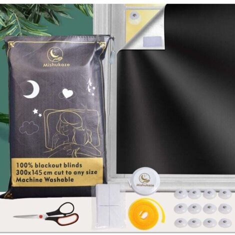 Store Occultant sans Percage Ont 12 ventouses et 20 Attaches Auto-adhésives, 100% Store occultant temporaires 300 x 145 cm pour Chambre, Bébé Chambre, Grenier (1/4)
