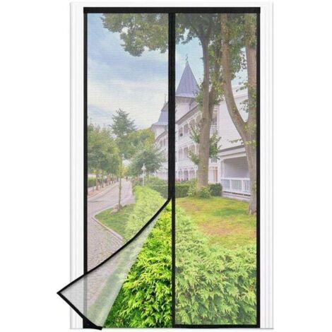Moustiquaire Porte Fenetre, 120 x 220 CM - Maille Fine NOIRE Rideau Anti Mouche, se ferme tout seul, la Largeur du Haut de la Fenêtre de la Moustiquaire Porte Fenetre Magnetique Jusqu'à 3,8 CM (1/4)