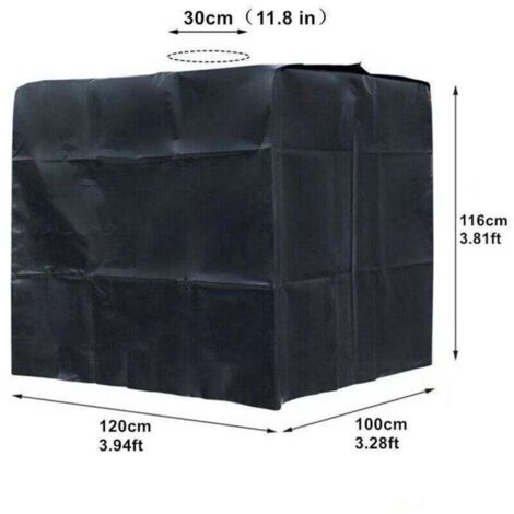 Bâche Réservoir d'eau IBC 1000 L Couverture Container Citerne Eau Pluie avec Fermeture éclair Coupe Vent Anti UV 210D Résistant à la Déchirure Noir (1/4)