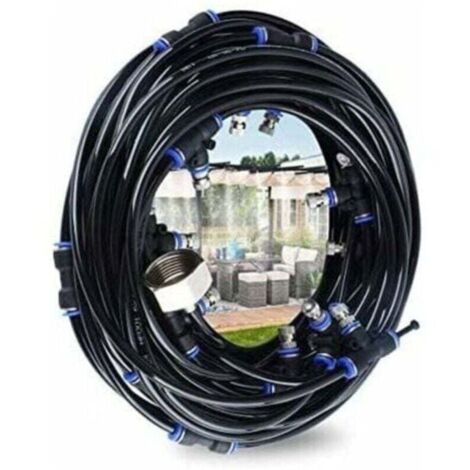 Brumisateur Exterieur,Systme de Brumisation,10M Brumisateur Terrasse avec 9 Buse Brumisateur +1 Buses de Rechange+1Adaptateur (en Laiton, 3/4\"),Brumisateur pour Patio Jardin Serre Trampoline (1/4)