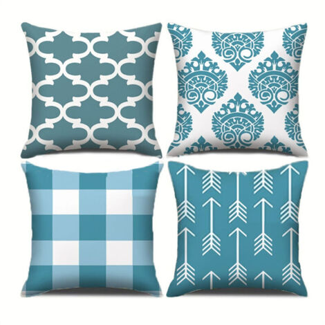 Housse Coussin 45x45 Lot de 4 Décoratif Canapé Taie d'oreiller Decoration Canapé Housses Coussin en Lin d'extérieur Taie Oreiller Décoration pour Chambre, canapé, Chaise, Lit,Jardin 45x45cm (1/2)
