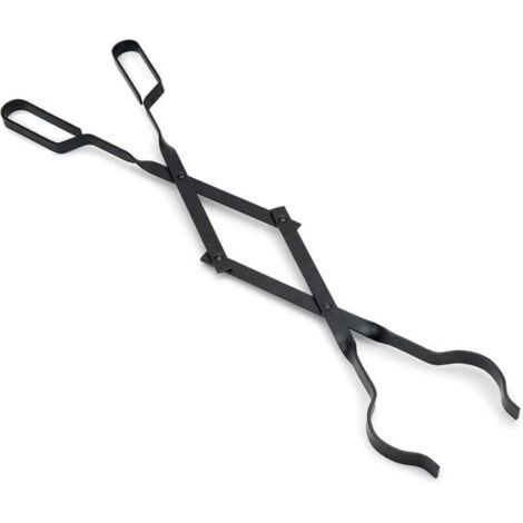 Pince à feu robuste de 66 cm avec poignées, pince à feu d'intérieur pour poêles à bois, pince à feu en fer forgé, pince à bois d'extérieur pour feux de camp, outils de cheminée (1/4)