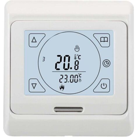 Thermostats de Chauffage hebdomadaires programmables à écran Tactile, AC230V 3A,Fonctionne pour Chauffage au Sol radieux, Blanc (1/4)