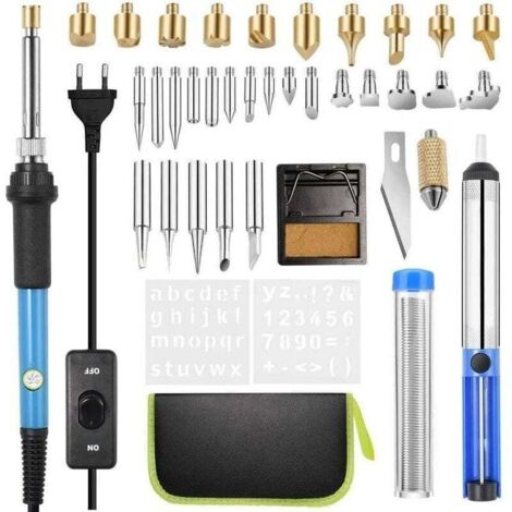 Graveur et outil de prcision,Kit de Pyrogravure 54 pcs Pyrogravure sur Bois 60W Temprature Rglable de 200 450 C - Pour bois, cuir, sculpture, pyrogravure sur bois, bricolage (1/4)