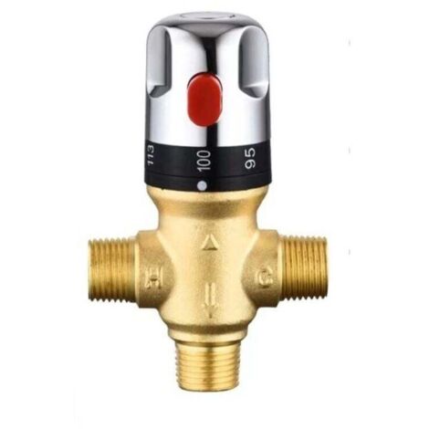 Mitigeur thermostatique rglable de salle de bains mitigeur d\'eau en laiton vanne de contrle de temprature de mlange d\'eau chaude/froide (1/4)