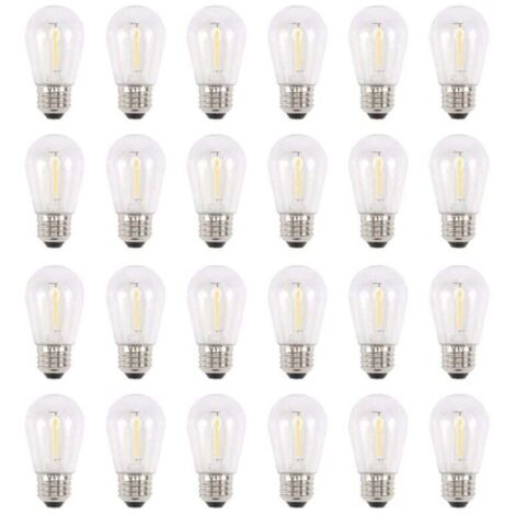 Paquet de 24 Ampoules LED S14 3V Extérieures Solaires Incassables Blanc Chaud (1/4)