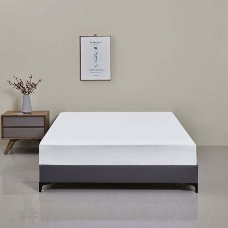Drap-housse , 160 x 200 x 30 cm, microfibre polyester pour matelas épais jusqu'à 30 cm, blanc (1/4)