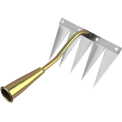 Râteau À Désherbage pour Jardin,Outils de Désherbage pour Jardinage,Désherbeur Manuel Multifonction pour Nivellement et - Outil de Jardin Portable,Cinq dents (1/4)