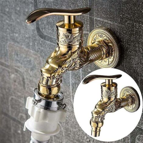 Robinet extérieur jardin bibcock robinet balcon machine à laver MOP robinet vintage en alliage de zinc 1 / 2 "interface(Vieux âge) (1/3)