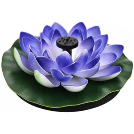 Fontaine de Jardin Solaire Lotus Pompe à Eau pour Décoration Extérieure et Étangs Flottante et Durable pour Aménagement Paysager et Plantes,1.5 W-Bleu (1/4)