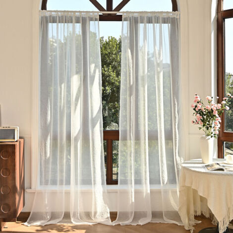 Rideau semi-occultant en tulle creux blanc, 132 x 241 cm, deux pièces (1/4)