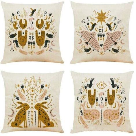 Lot de 4 taies d'oreiller décoratives de Noël, 45 x 45 cm, housse de coussin en velours avec fermeture éclair pour canapé-lit, voiture, maison, blanc et argent. (1/4)