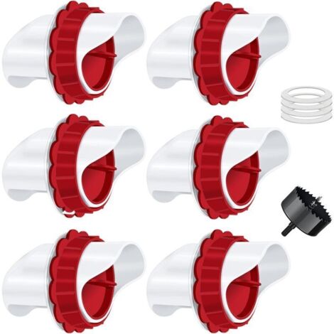 Mangeoire Poules, Mangeoire Poule Automatique, 6 Ports DIY Mangeoire à volaille Gravité Kit pour Seaux Tonneaux Bacs (1/4)