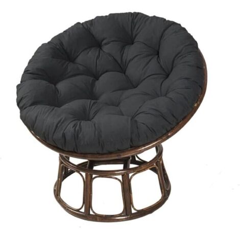 Coussins de Chaise Ronds, Doux Épais Coussin Fauteuil Papasan Coussin Fauteuil Rotin pour Jardin ExtéRieur, Balcon Et Salon (Le Noir,60cm）