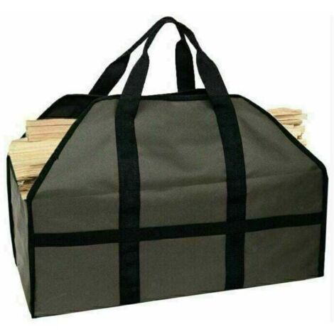 Sac en feutre 61 x 29 x 45,5 cm avec poignée pour transporter du bois de chauffage, des jouets, des journaux, des courses, etc. (kaki clair) (1/4)