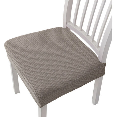 Lot de 10 housses de chaise de salle à manger en jacquard amovibles et lavables - Housse de chaise extensible taupe, pour hôtel et maison (1/4)