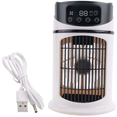 Climatiseur Portatif Maison Mini Refroidisseur D'Air pour Bureau 6 Vitesses Vent Noir Blanc (1/4)