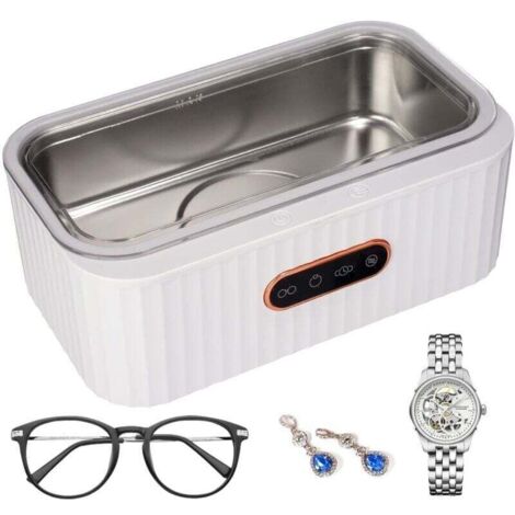 Nettoyeur Ultrasons, Nettoyeur Ultrasons Lunettes 45 kHz avec 4 Modes, 400ml Ultrasonic Cleaner, Acier Inoxydable Nettoyant Ultrason Bijoux pour Lunettes, bagues, Montres,Montres, Dentier (1/4)