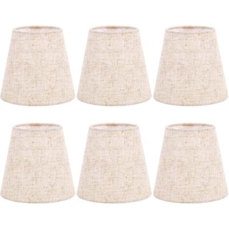 Abat-Jour Clip sur Ampoule Lot de 6 pour Ampoules CandéLabres, en Tissu Baril Applique Murale Lustre Table (1/4)
