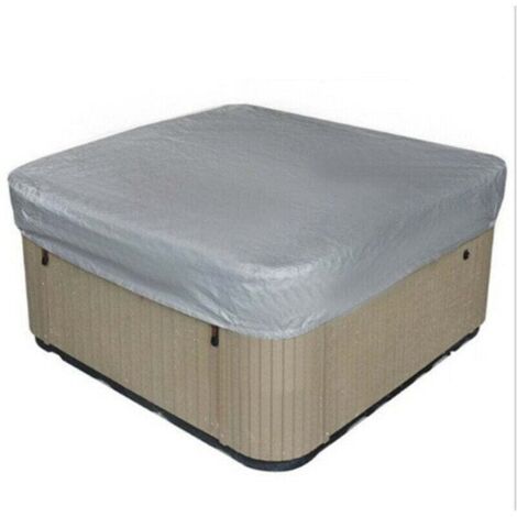 Déstockage Bache d'extérieur pour Spa Housse de Bain à Remous Carrée Etanche Couverture de Spa en Tissu Polyester 190T Anti-poussière Anti-UVavec Un Sac de Rangement ,Gris 207×207×30cm (1/3)