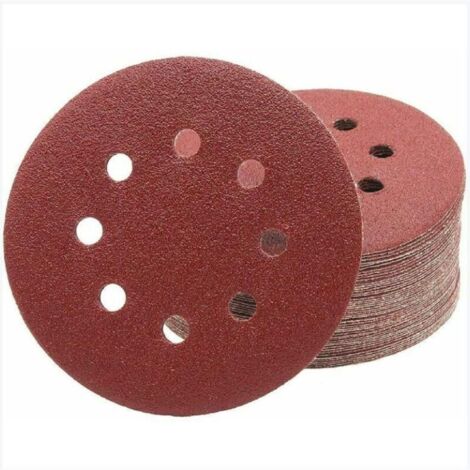 Disques Abrasifs Professionnels │ 50 pièces │ 8 trous │ Ø 125 mm │ grain 80 │ pour ponceuses orbitales aléatoires │ Feuilles Abrasives │ Papier Abrasif(P80) (1/4)