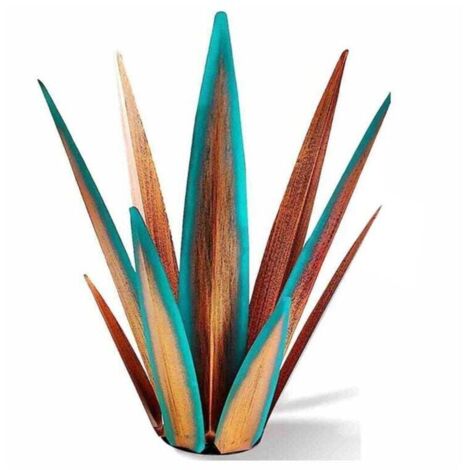 Grande Sculpture Rustique Tequila, Plantes D'Agave en MéTal pour Patio ExtéRieur, DéCoration D'IntéRieur Peinte à la Main 55Cm (1/4)