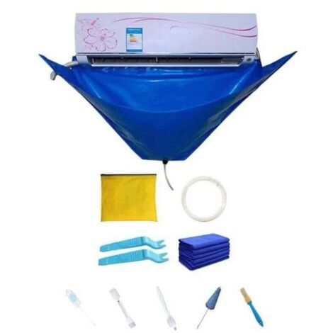 Lavage pour Climatiseur - Outil Nettoyage du Climatiseur - Kit Couverture Nettoyage Climatiseur Mural - Sac Nettoyage Étanche Climatisation Divisé avec Sortie Vidange (1/4)